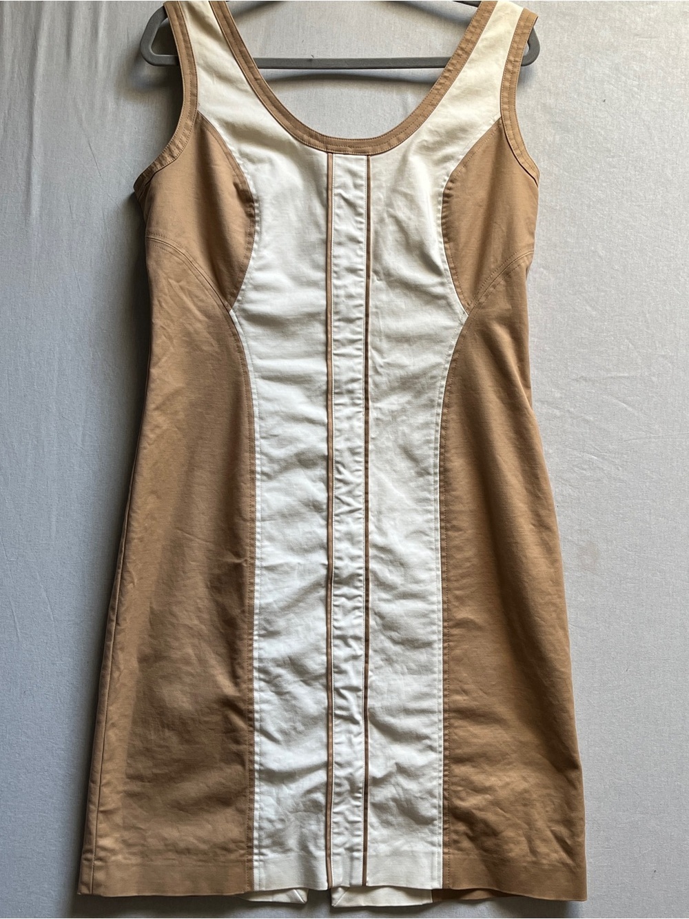 Hilary Radley Tan Cream Colorblock Sleeveless Mini Dress Size 12